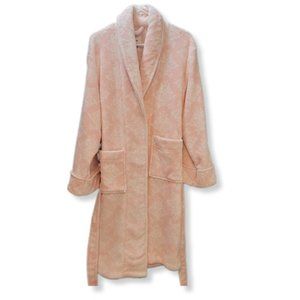 TASHI Women's Plush Bathrobe Size Large Pink and White